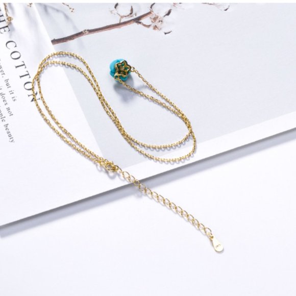 Authentic Turquoise Stone Flower Necklace Chain - Picture 11 of 12